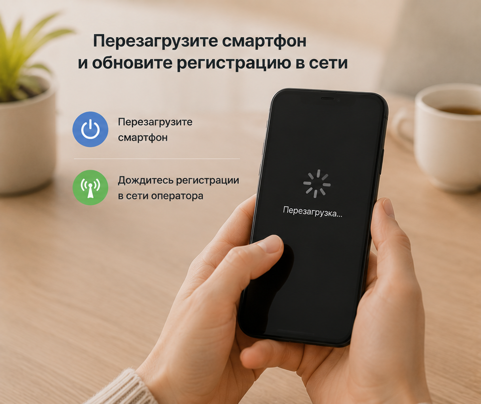 Перезагрузить смартфон и обновить регистрацию в сети